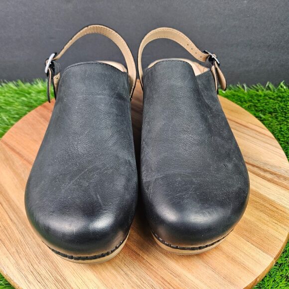 Dansko Berry Clog Shoes Womens EU39 US 9 Black Nubuck Leather Clogs Slip On - Picture 6 of 14